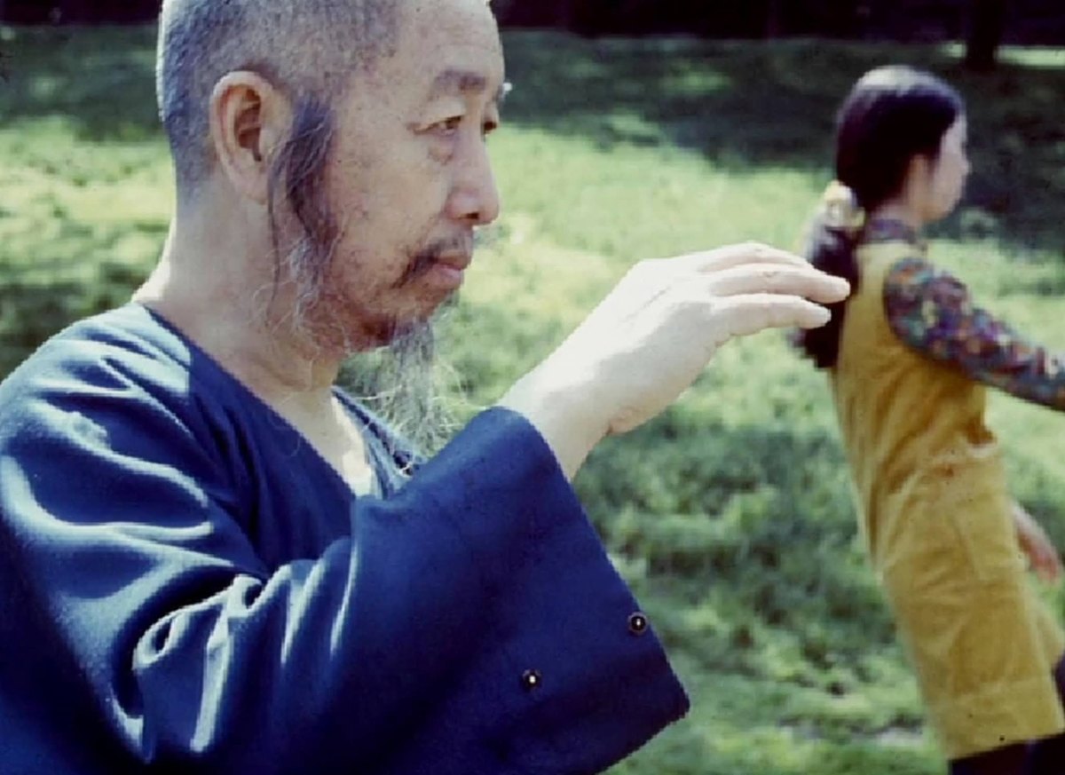 Cheng Man-Ching de profil, la main en garde